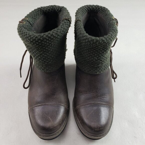 Timberland Kellis Mid Wedge Boot Womens 7.5 Brown Leather Lace Up Fold Down - Picture 5 of 12